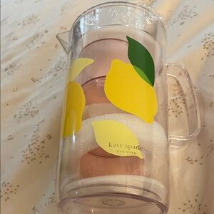 Kate Spade Lemon Design Pitcher with Pink Cups
